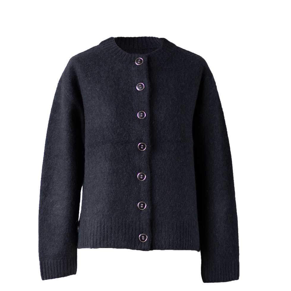 ヤク100% 丸首ボタンカーディガン 全6色 M〜L