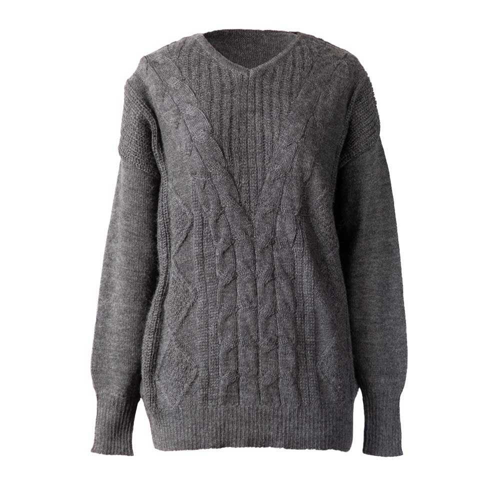 ベビーリャマ100% Vネックプルオーバー 全5色 M〜L
