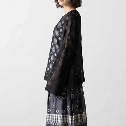 綿麻レースプルオーバー ゆったり 体型カバー ミセス 春夏 日本製