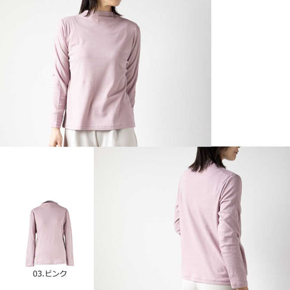 綿100%ロイヤルシフォンヌ ハイネックカットソー 全10色