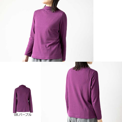 綿100%ロイヤルシフォンヌ ハイネックカットソー 全10色