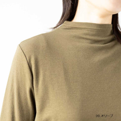 綿100%ロイヤルシフォンヌ ハイネックカットソー 全10色