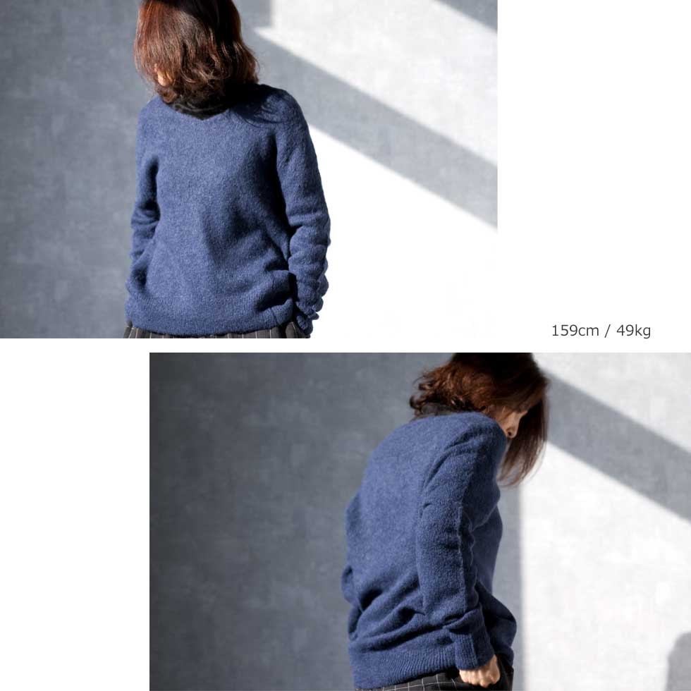 スリアルパカ混 ブークレー Vネックプルオーバー 軽くあたたか 全4色 M〜L
