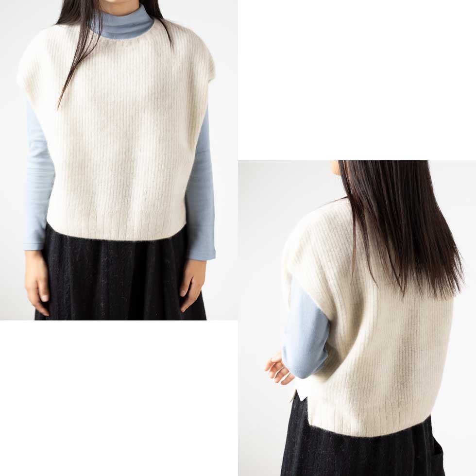 ヤク100% 畔編みベスト ゆったり 全8色 M〜L