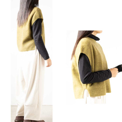 ヤク100% 畔編みベスト ゆったり 全8色 M〜L