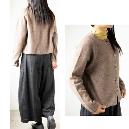 ヤク100% ラグランカーディガン ダブルボタン 全8色 M〜L