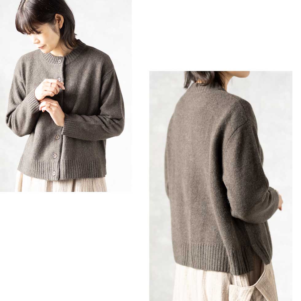 ヤク100% ラウンドネックカーディガン 全6色 M〜L