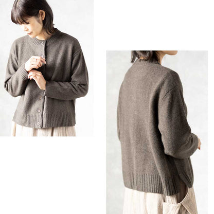 ヤク100% ラウンドネックカーディガン 全6色 M〜L