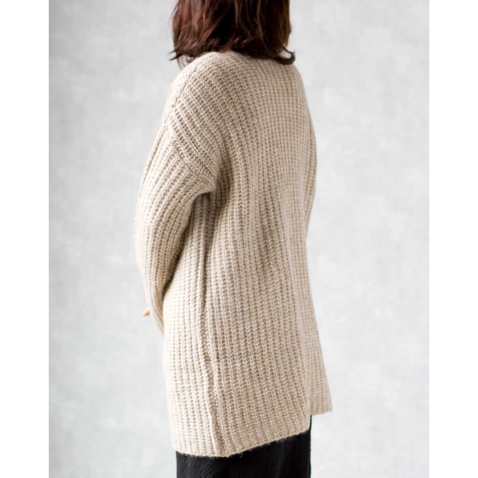 アルパカ混 ケーブルリブ トッパーカーディガン ヒップ丈 全3色 M〜L