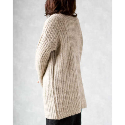 アルパカ混 ケーブルリブ トッパーカーディガン ヒップ丈 全3色 M〜L