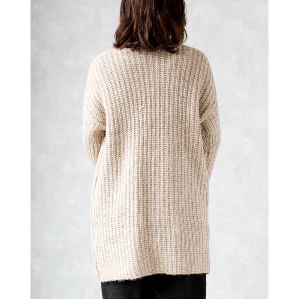 アルパカ混 ケーブルリブ トッパーカーディガン ヒップ丈 全3色 M〜L