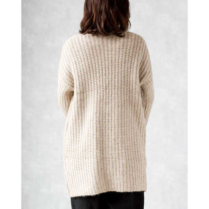 アルパカ混 ケーブルリブ トッパーカーディガン ヒップ丈 全3色 M〜L