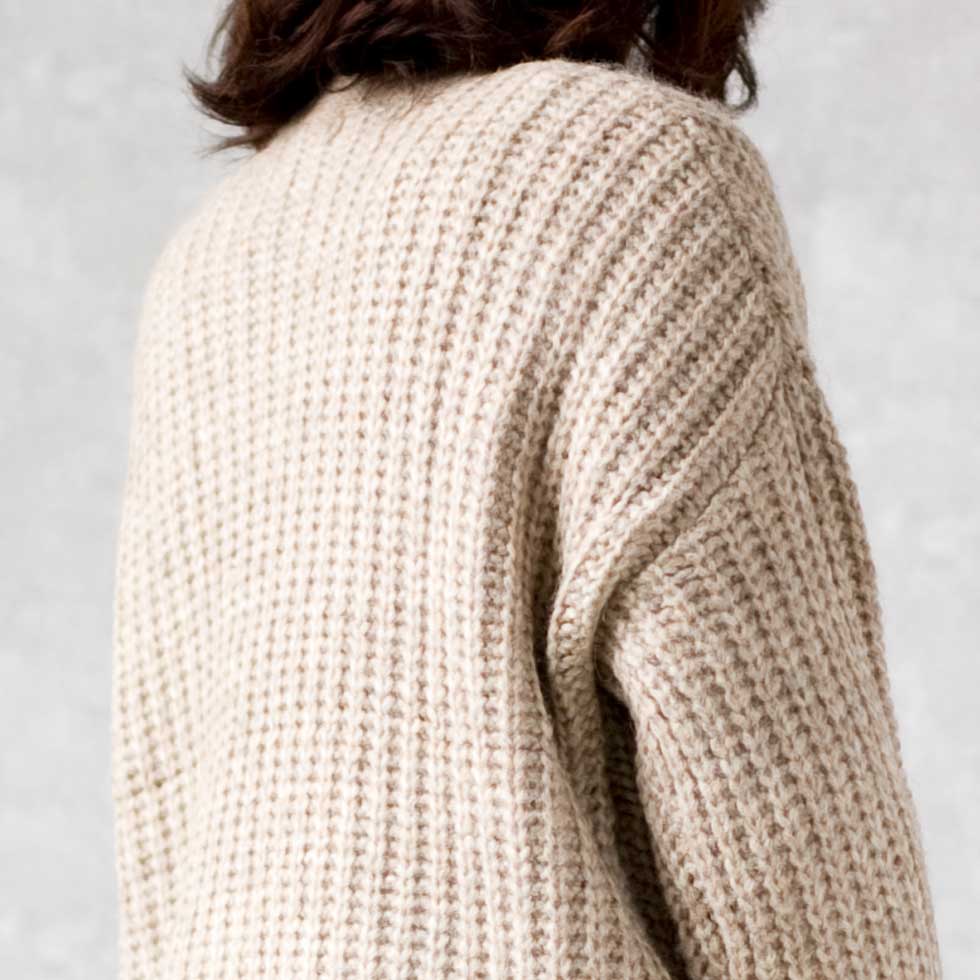 アルパカ混 ケーブルリブ トッパーカーディガン ヒップ丈 全3色 M〜L
