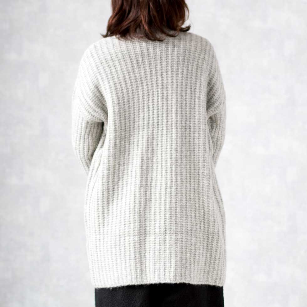 アルパカ混 ケーブルリブ トッパーカーディガン ヒップ丈 全3色 M〜L