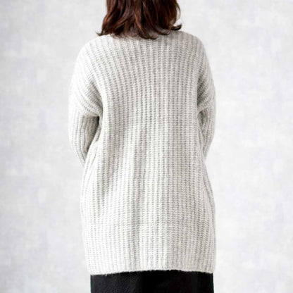 アルパカ混 ケーブルリブ トッパーカーディガン ヒップ丈 全3色 M〜L