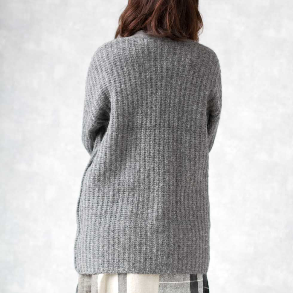 アルパカ混 ケーブルリブ トッパーカーディガン ヒップ丈 全3色 M〜L