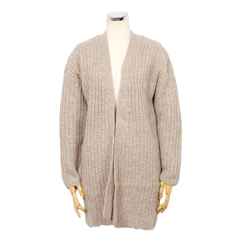 アルパカ混 ケーブルリブ トッパーカーディガン ヒップ丈 全3色 M〜L