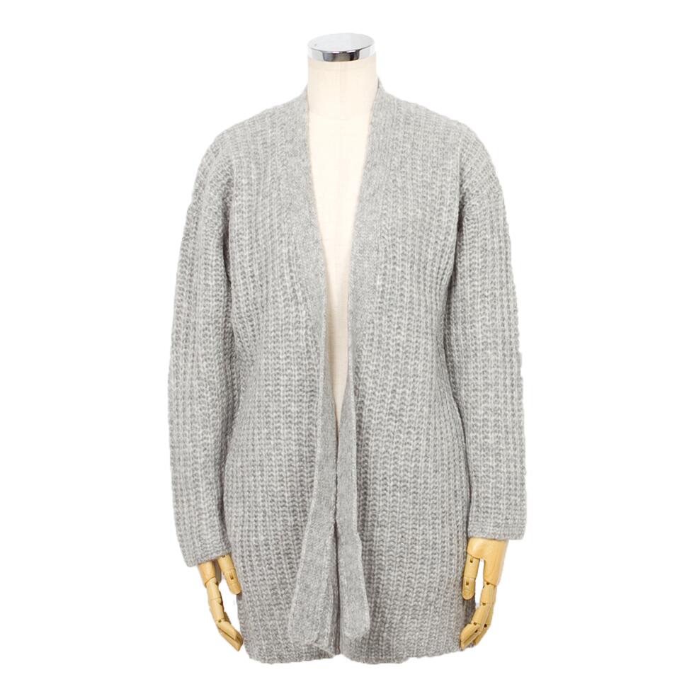 アルパカ混 ケーブルリブ トッパーカーディガン ヒップ丈 全3色 M〜L