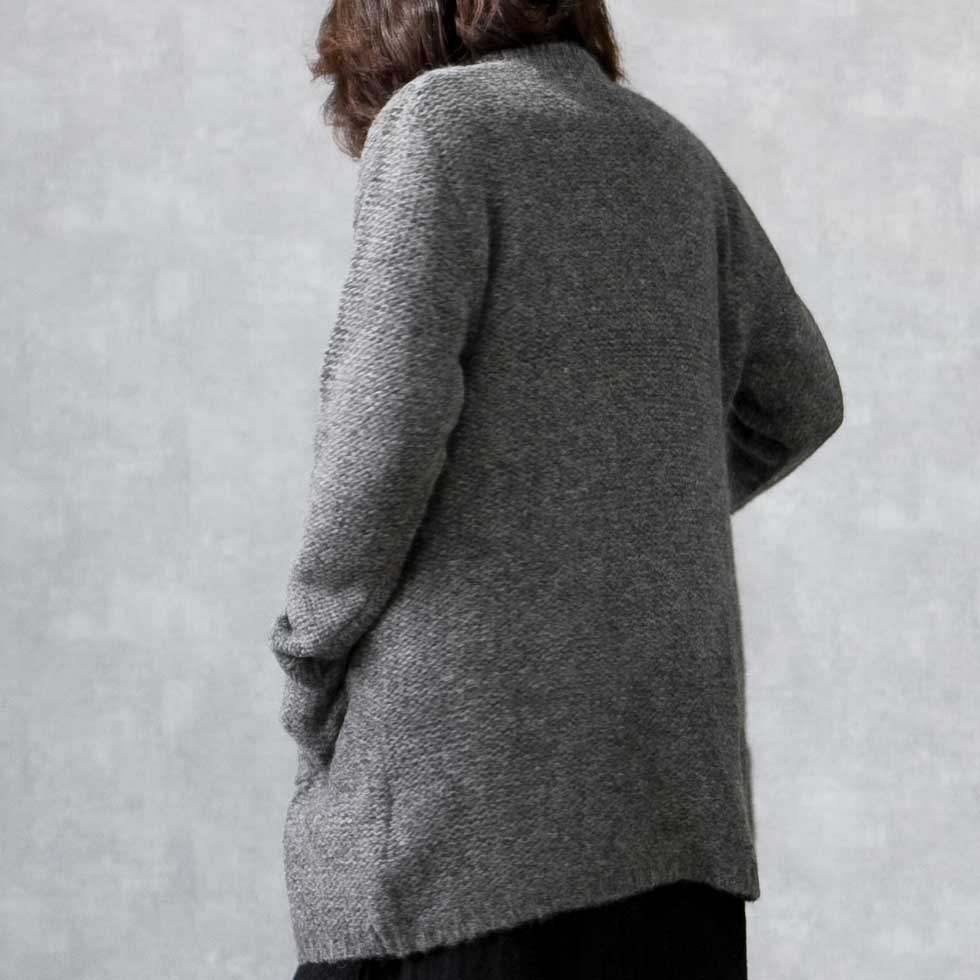 アルパカ混 ケーブル ボタンカーディガン ポケット付 全3色 M〜L