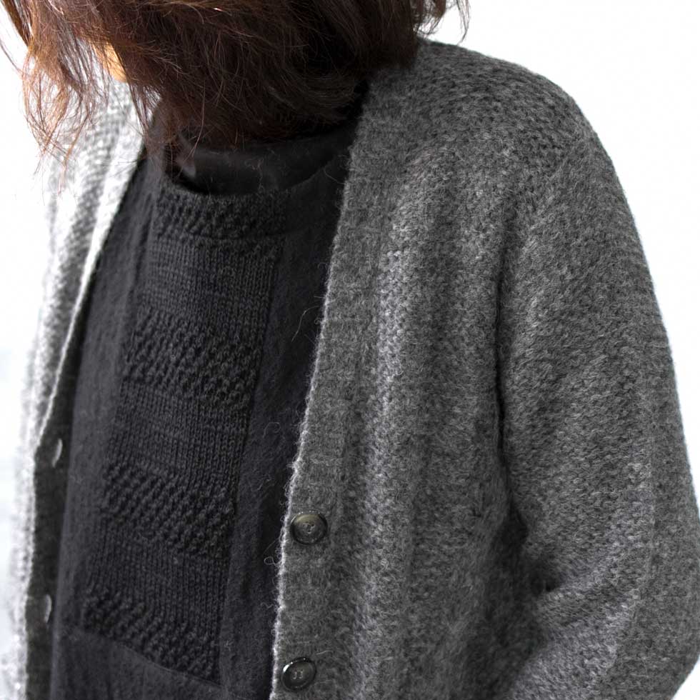 アルパカ混 ケーブル ボタンカーディガン ポケット付 全3色 M〜L
