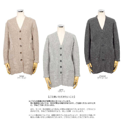 アルパカ混 ケーブル ボタンカーディガン ポケット付 全3色 M〜L