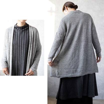 アルパカ83% ちりめん調 ロングトッパーカーディガン 全3色 M〜L