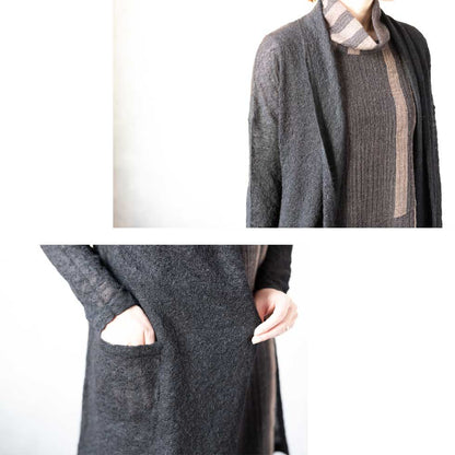 アルパカ83% ちりめん調 ロングトッパーカーディガン 全3色 M〜L