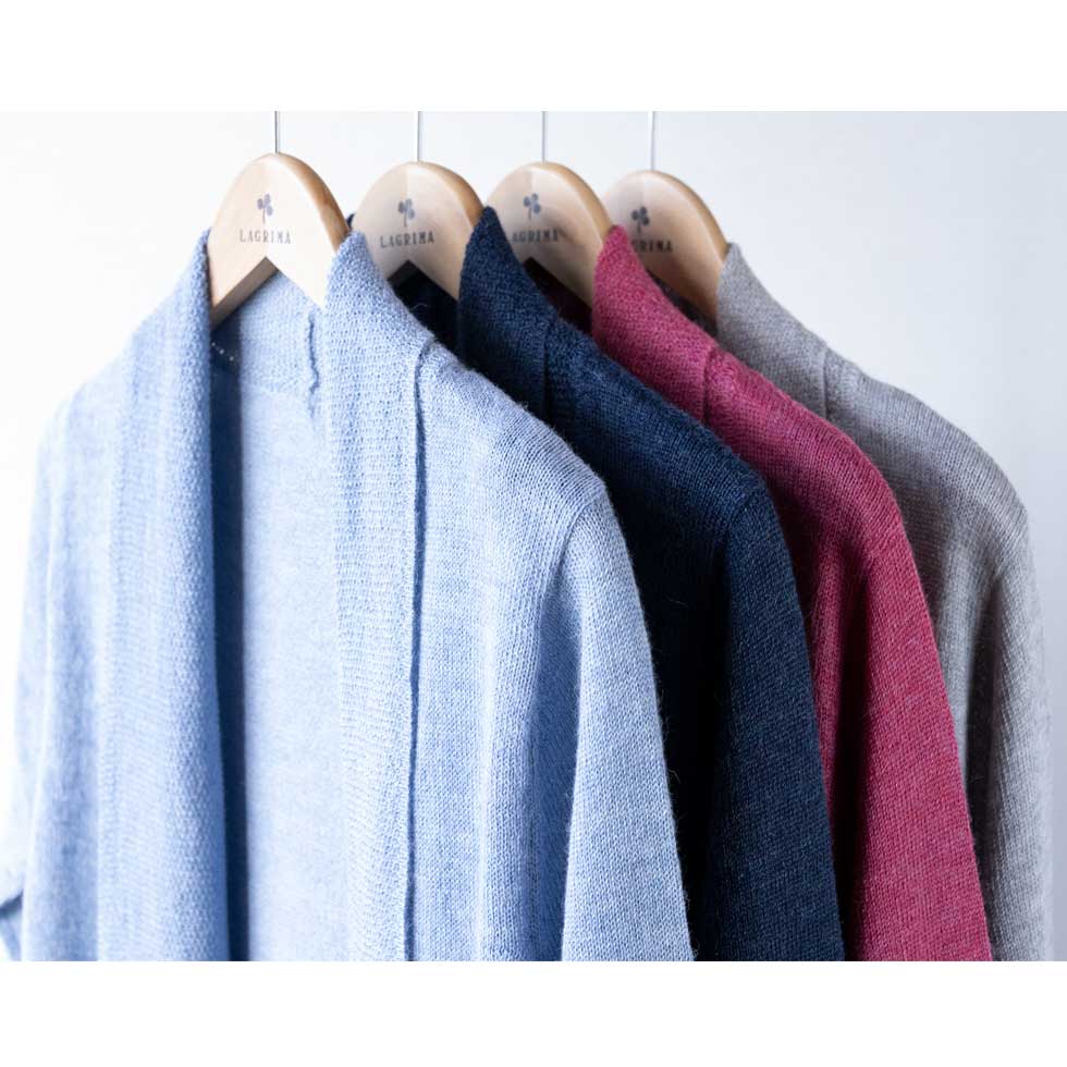 ベビーアルパカ100% シンプル トッパーカーディガン ポケット付 全4色 M〜L