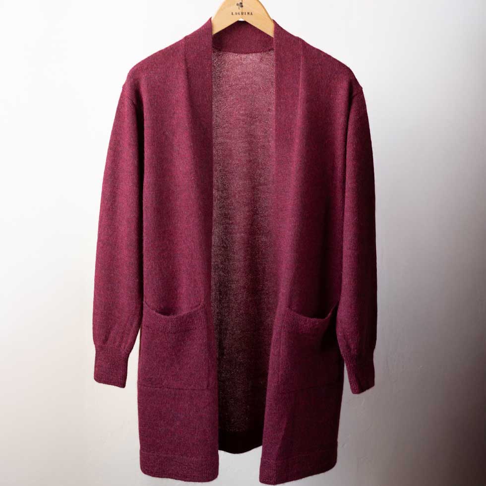 ベビーアルパカ100% トッパーカーディガン ロング丈 全5色 M〜L