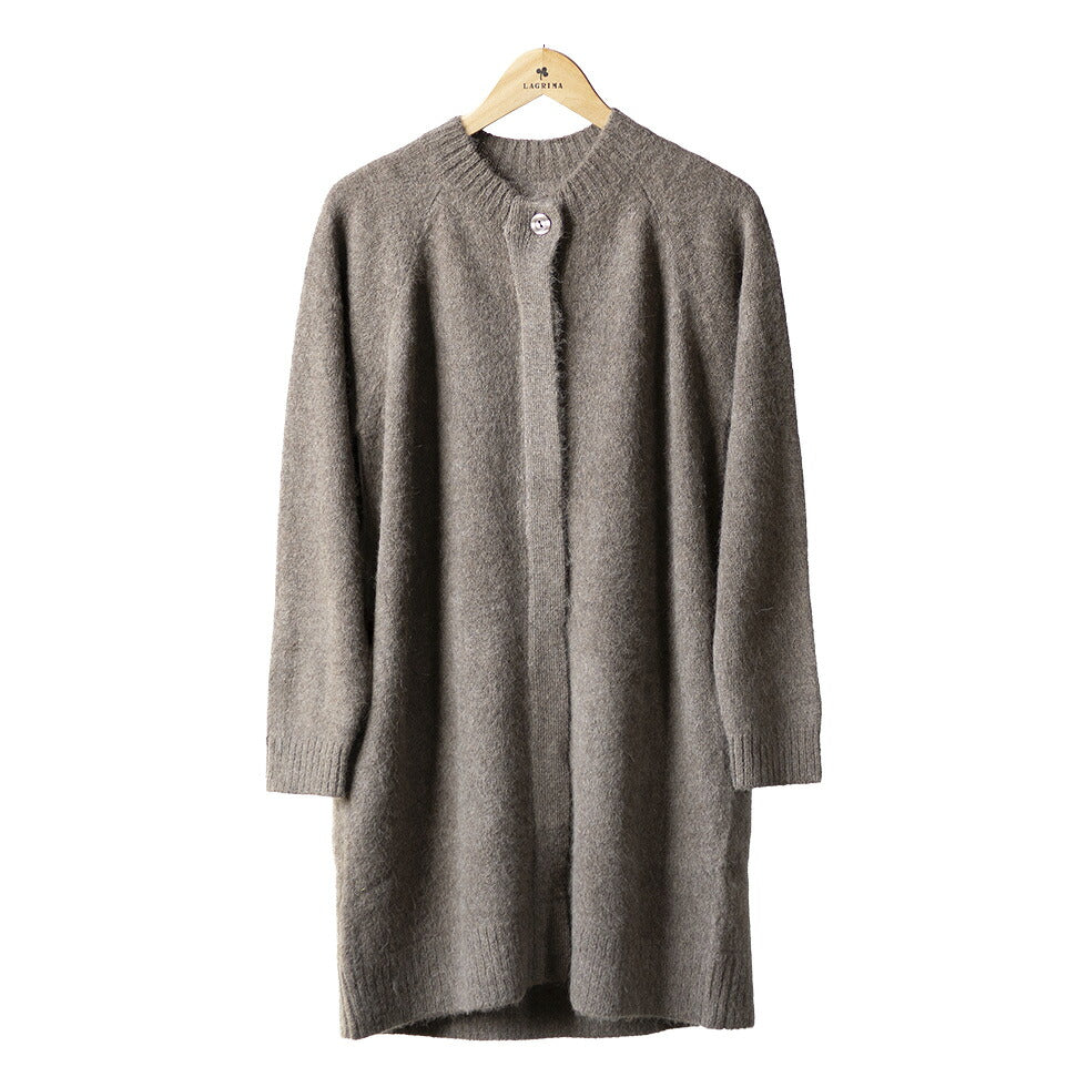 ロイヤルアルパカ100% クルーネックロングカーディガン 全6色 M〜L