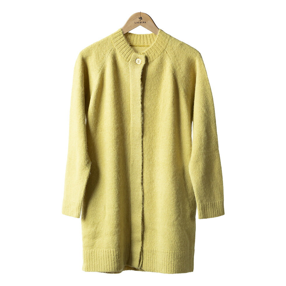ロイヤルアルパカ100% クルーネックロングカーディガン 全6色 M〜L