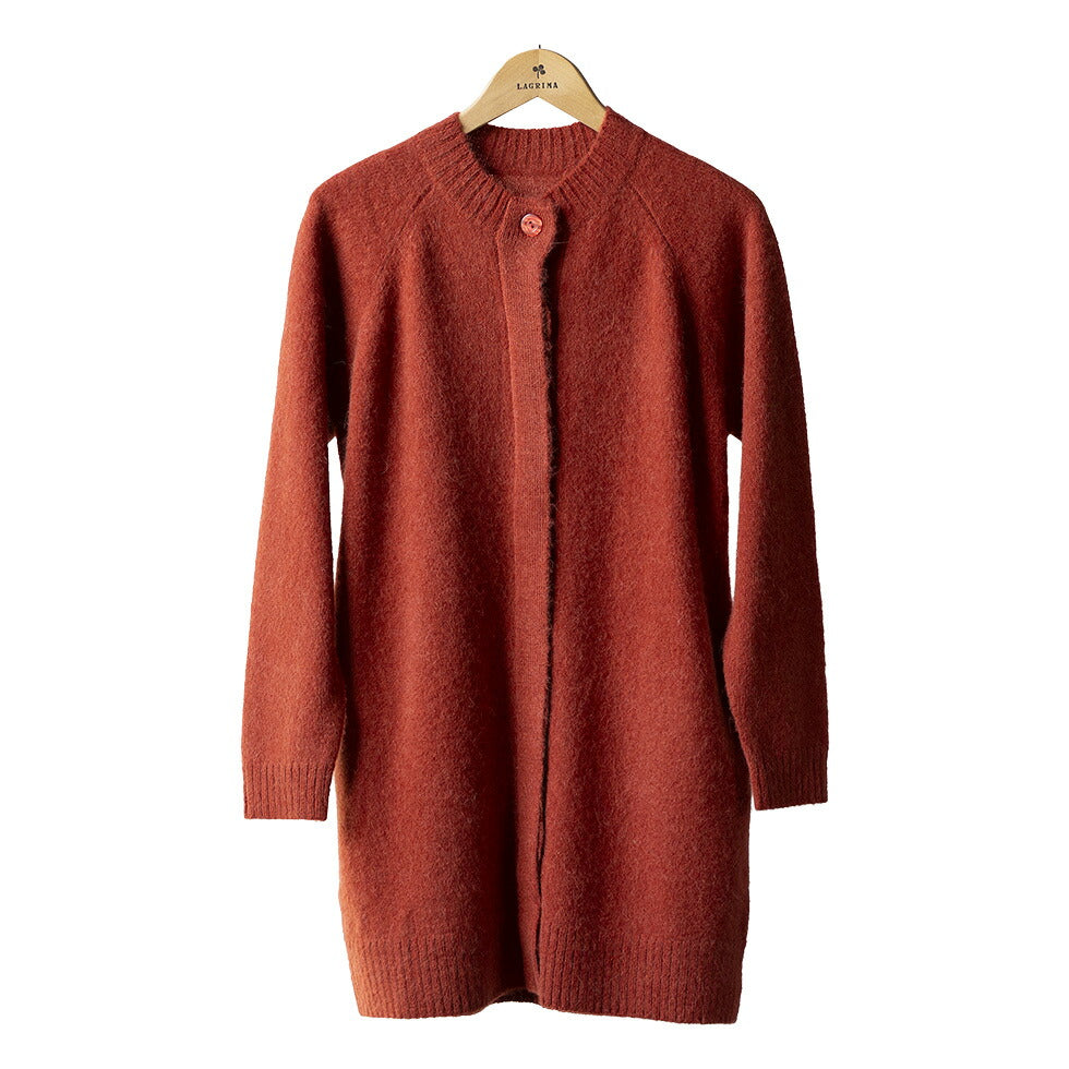 ロイヤルアルパカ100% クルーネックロングカーディガン 全6色 M〜L