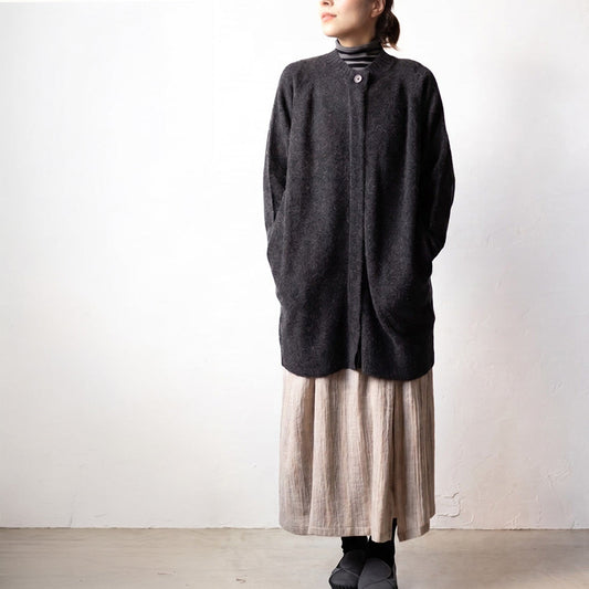 ロイヤルアルパカ100% クルーネックロングカーディガン 全6色 M〜L