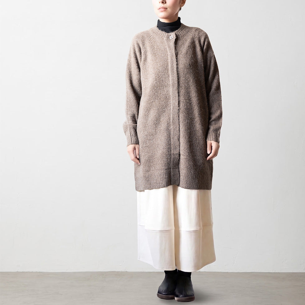 ロイヤルアルパカ100% クルーネックロングカーディガン 全6色 M〜L
