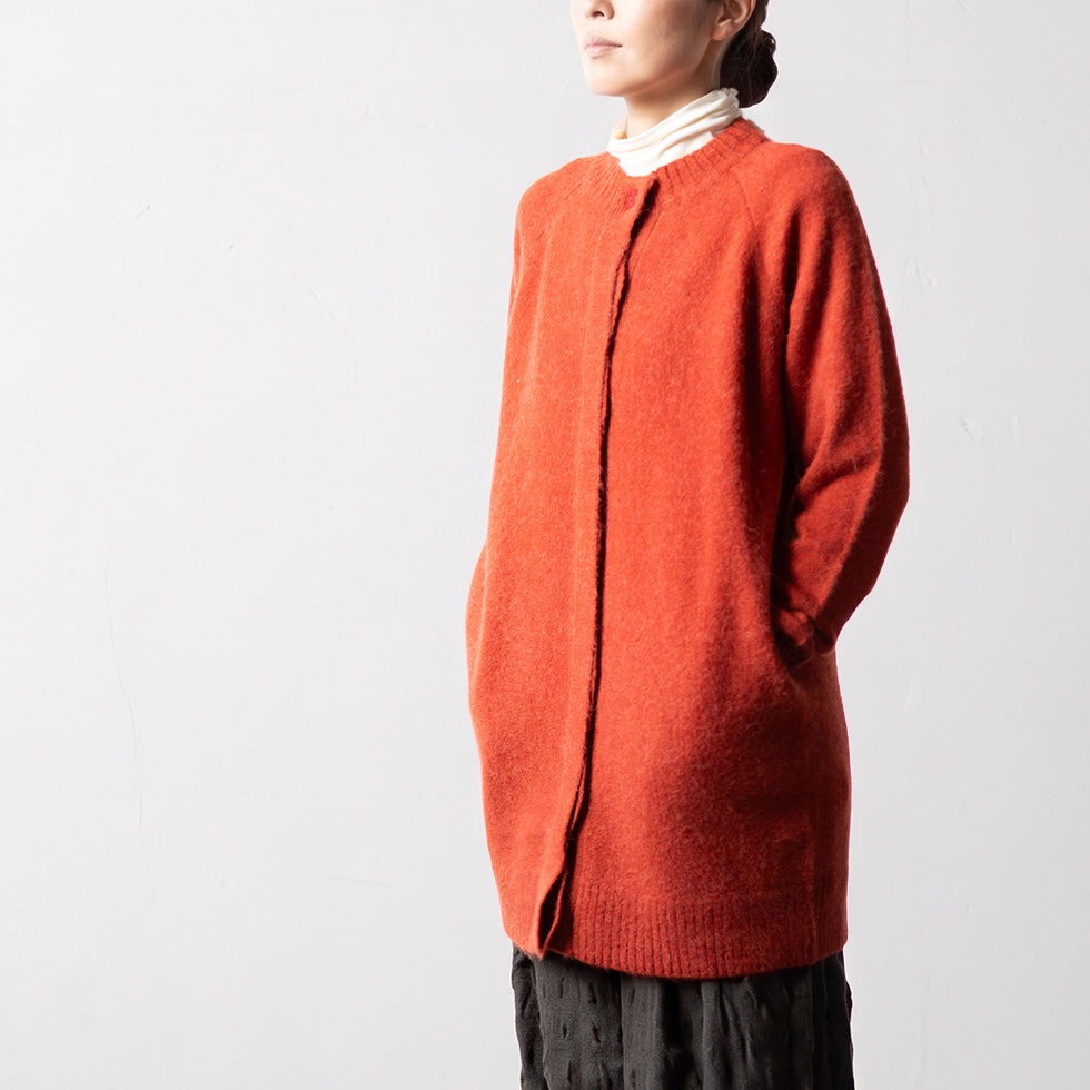 ロイヤルアルパカ100% クルーネックロングカーディガン 全6色 M〜L