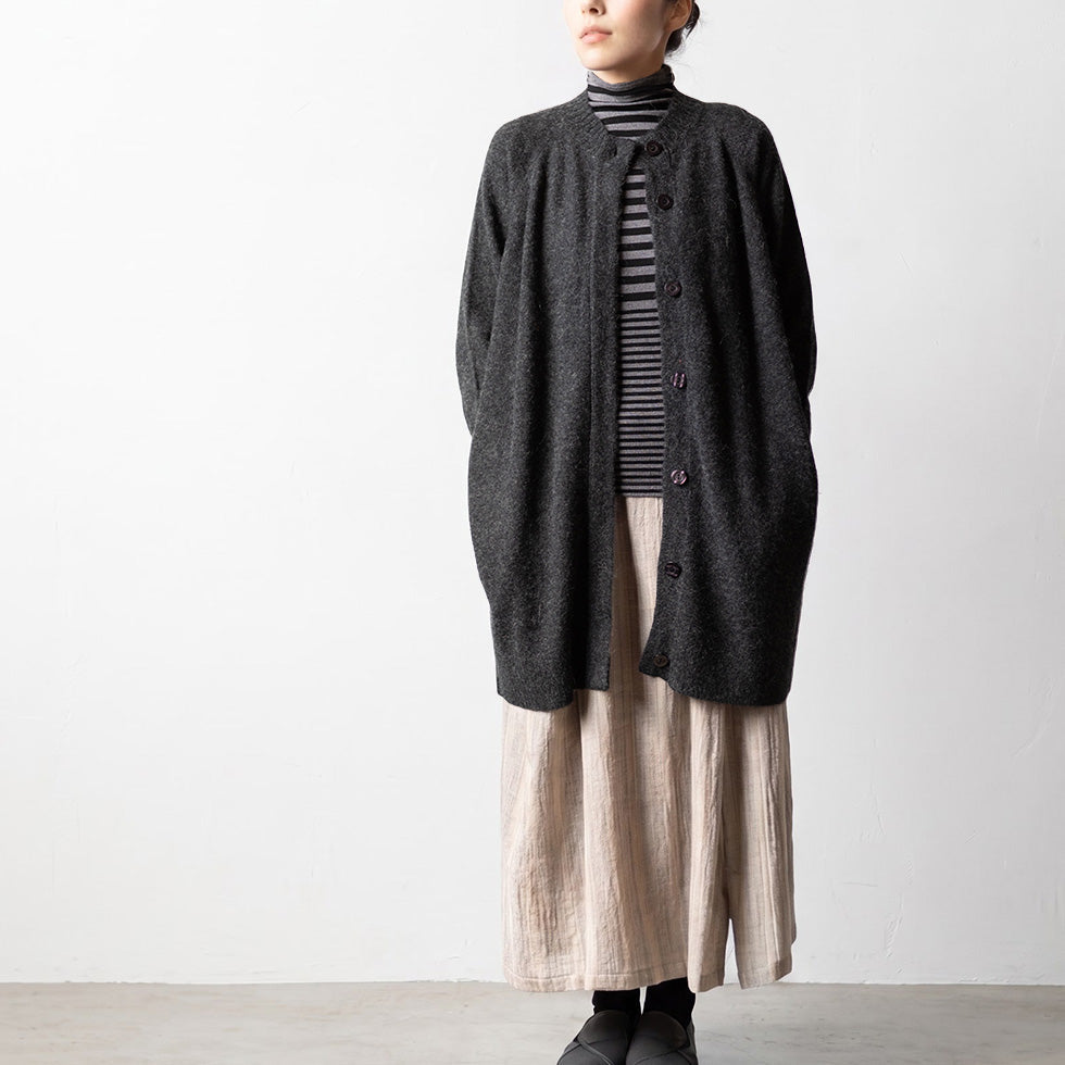 ロイヤルアルパカ100% クルーネックロングカーディガン 全6色 M〜L