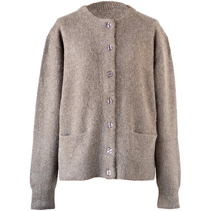 ロイヤルアルパカ100% ボタンカーディガン 全5色 M〜L
