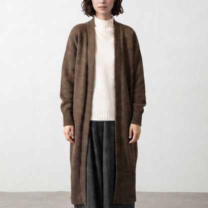 ヤク100% ロングトッパーカーディガン 着丈100cm 全3色 M〜L