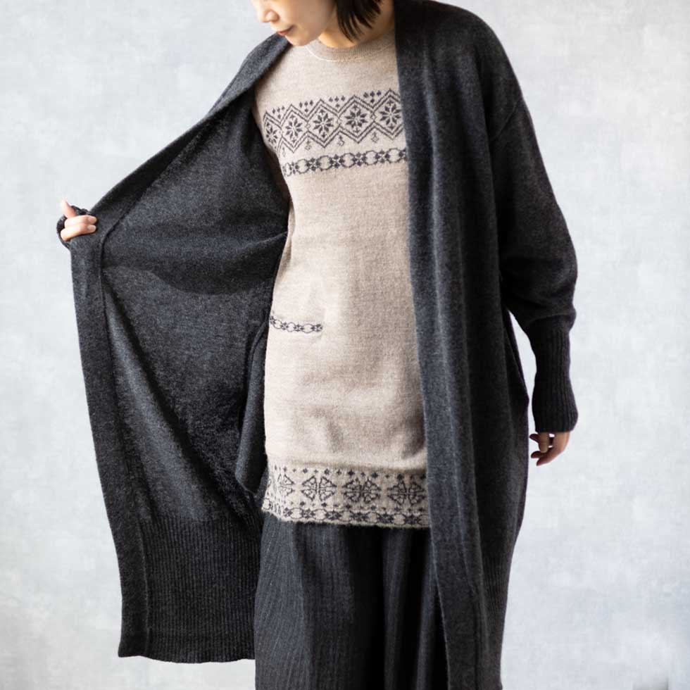 ヤク100% ロングトッパーカーディガン コーディガン 全3色 M〜L