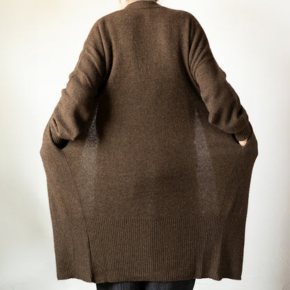 ヤク100% ロングトッパーカーディガン 着丈100cm 全3色 M〜L