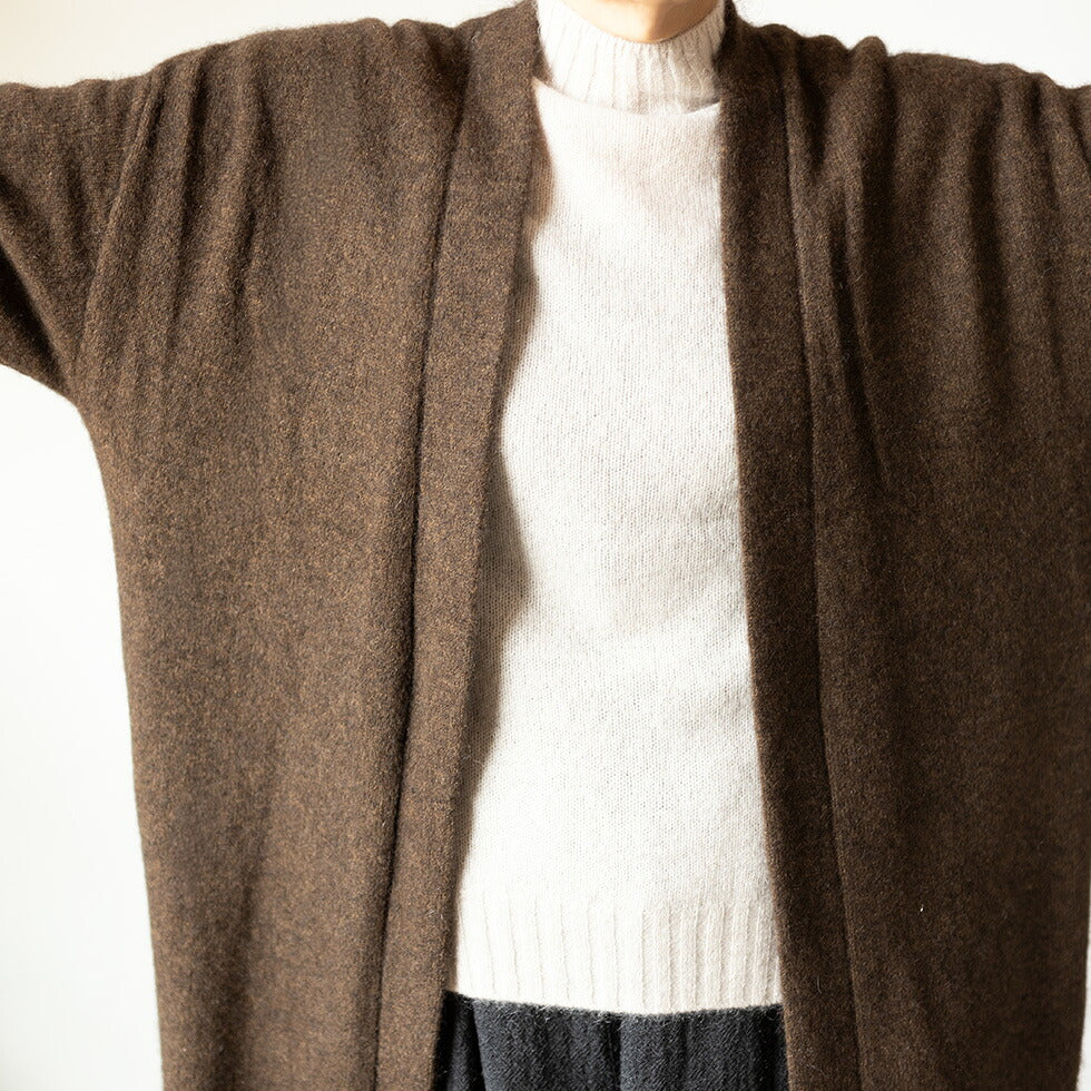 ヤク100% ロングトッパーカーディガン 着丈100cm 全3色 M〜L