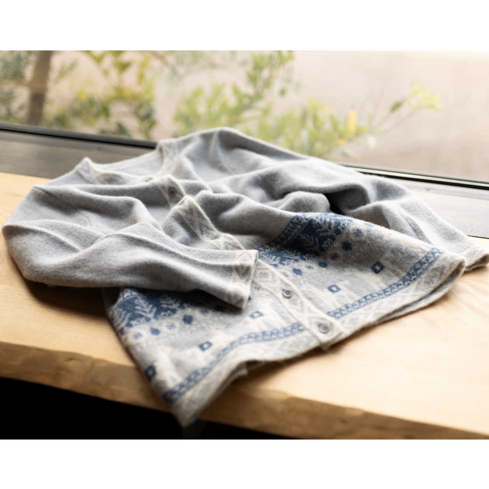 アルパカブレンド アルパカ柄 カーディガン 軽くあたたか 全5色 M〜L