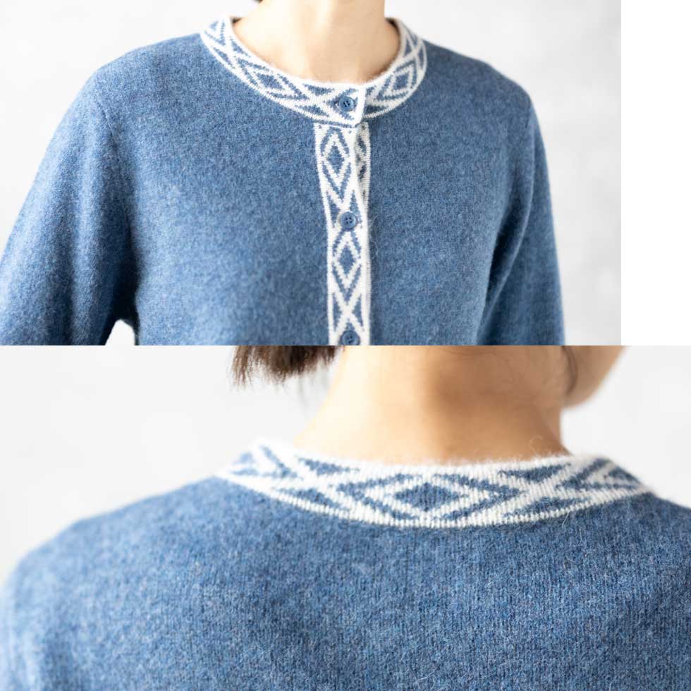 アルパカブレンド アルパカ柄 カーディガン 軽くあたたか 全5色 M〜L
