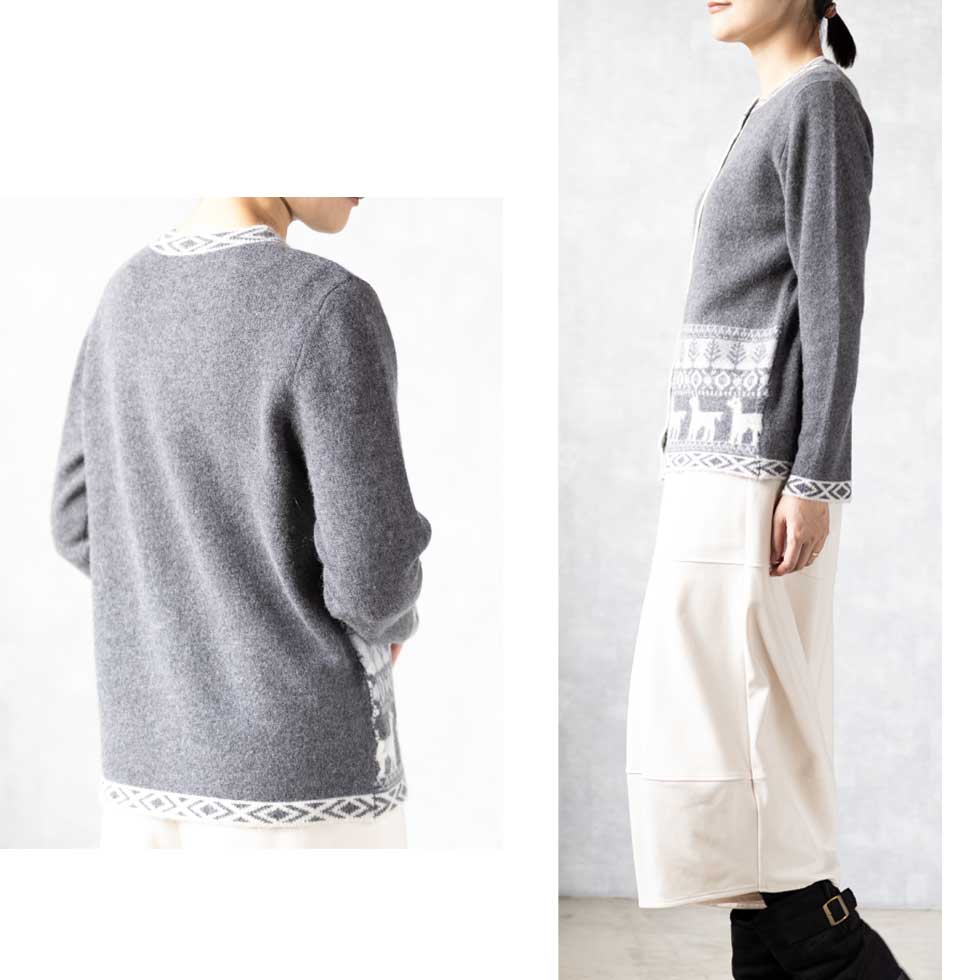 アルパカブレンド アルパカ柄 カーディガン 軽くあたたか 全5色 M〜L