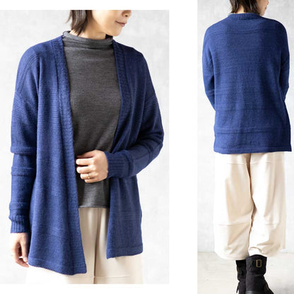 ベビーリャマ100% 横地柄トッパーカーディガン 全5色 M〜L