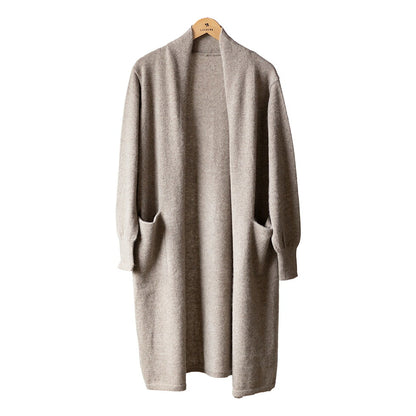 アルパカ100% ロングトッパーカーディガン 全4色 M〜L