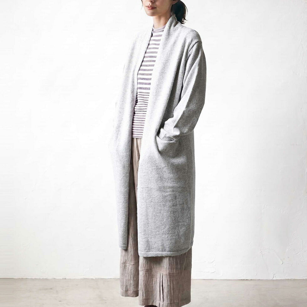 アルパカ100% ロングトッパーカーディガン 全4色 M〜L