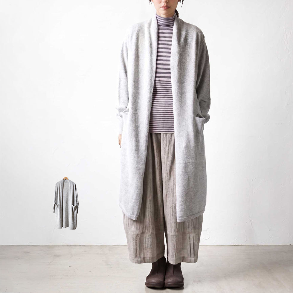 アルパカ100% ロングトッパーカーディガン 全4色 M〜L