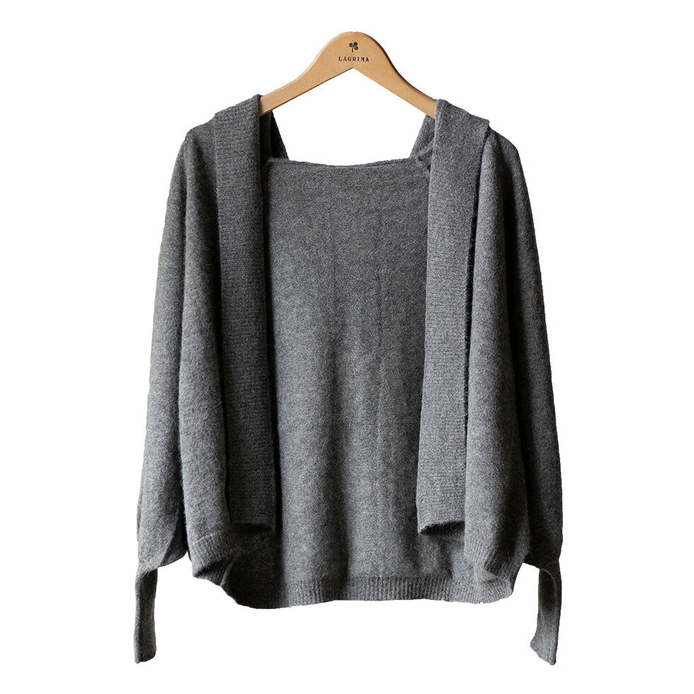 アルパカ100% フード付きモモンガトッパーカーディガン 全4色 M〜L