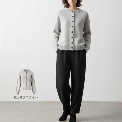 ヤク100% クルーネックカーディガン 全7色 M〜L